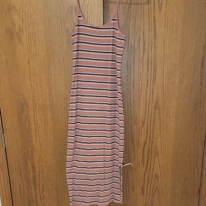 Wild Fable Pink and Black Striped Midi Dress
